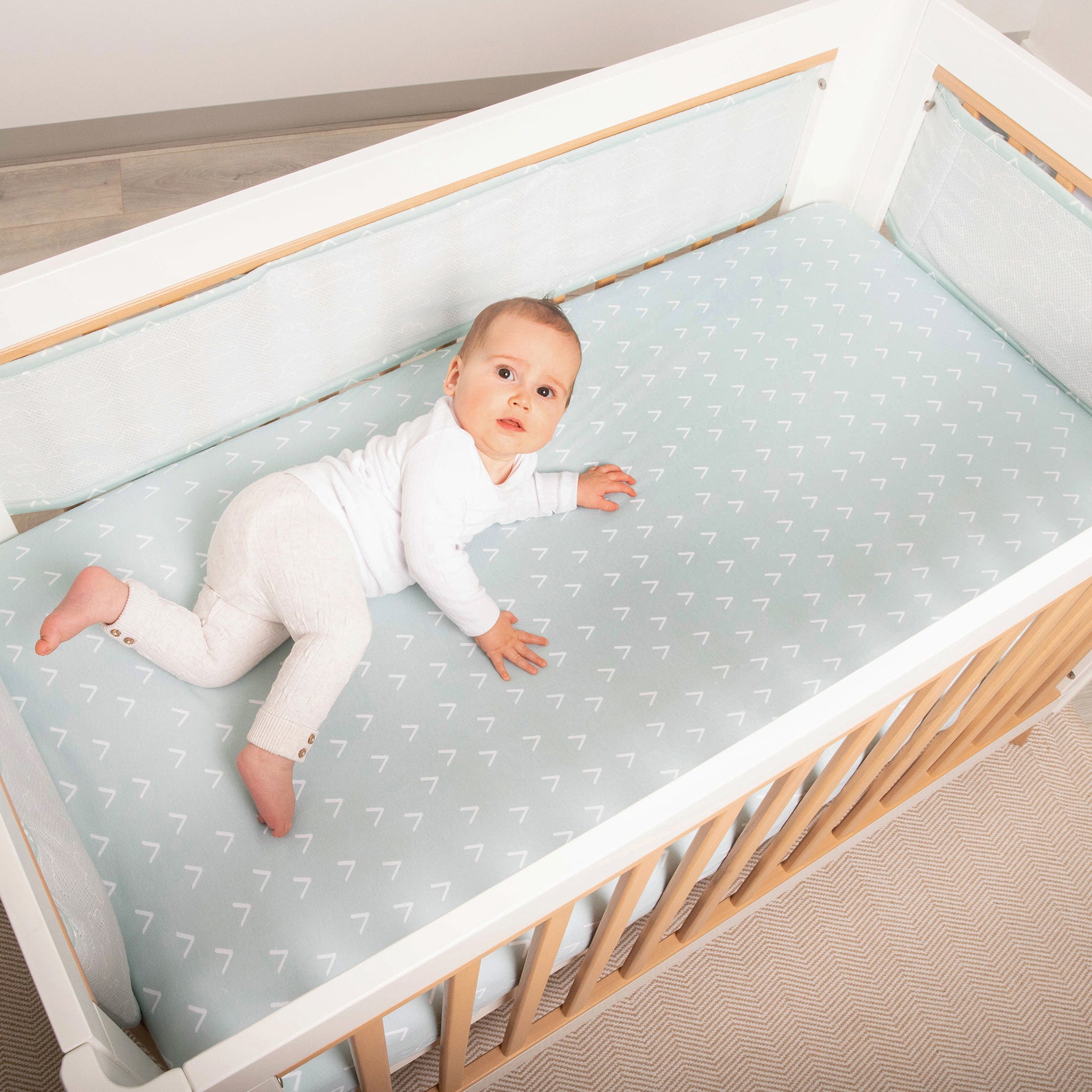 Nordic 2pk Jersey Cot Fitted Sheets Dusty Sky/Mint - Bubba Blue Australia