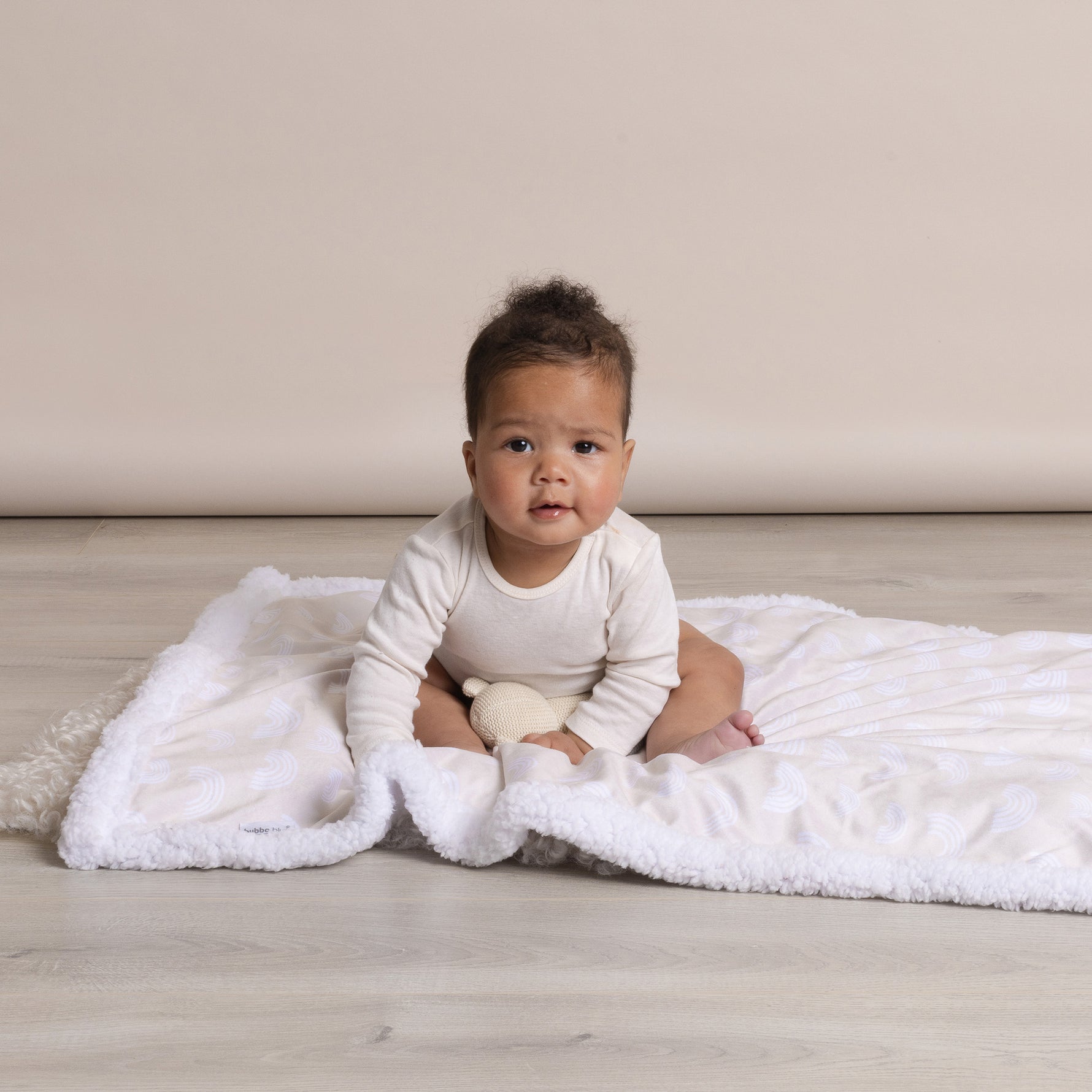 Nordic Velour Cuddle Blanket with Fleece Lining - Sand Rainbow - Bubba Blue Australia