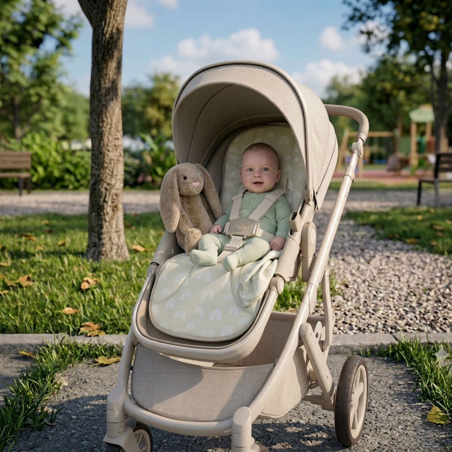 Nordic AIR+ Reversible Pram Liner - Sand/Nutmeg - Bubba Blue Australia