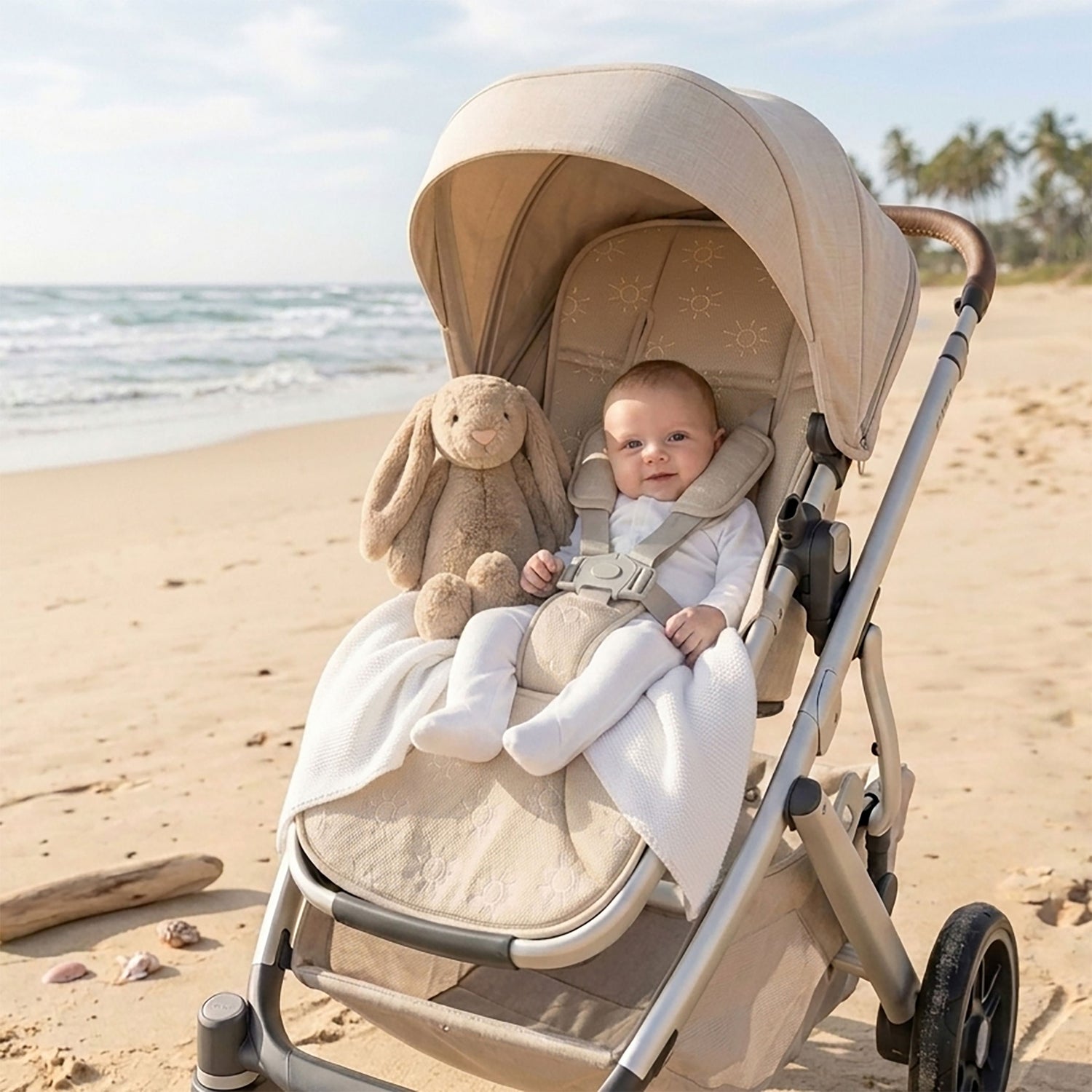 Nordic AIR+ Reversible Pram Liner - Sand/Nutmeg - Bubba Blue Australia