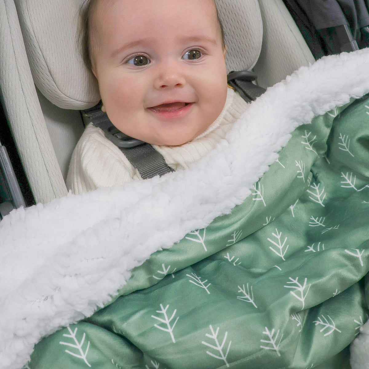 Nordic Velour Cuddle Blanket with Fleece Lining - Avocado/Forest - Bubba Blue Australia