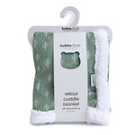 Nordic Velour Cuddle Blanket with Fleece Lining - Avocado/Forest - Bubba Blue Australia