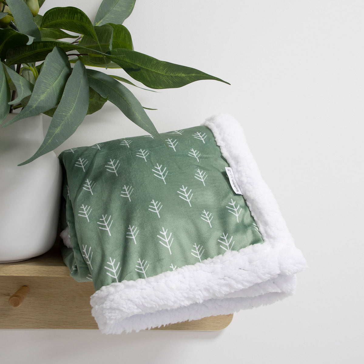 Nordic Velour Cuddle Blanket with Fleece Lining - Avocado/Forest - Bubba Blue Australia