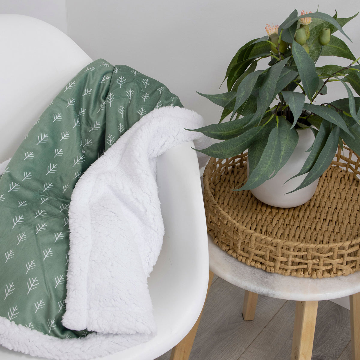 Nordic Velour Cuddle Blanket with Fleece Lining - Avocado/Forest - Bubba Blue Australia