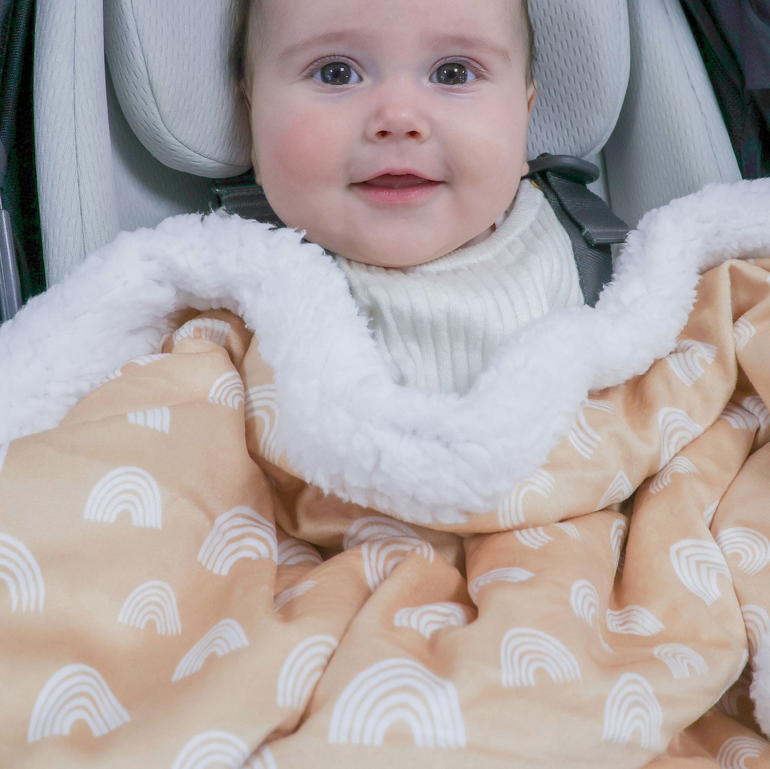 Nordic Velour Cuddle Blanket with Fleece Lining - Vanilla/Latte - Bubba Blue Australia