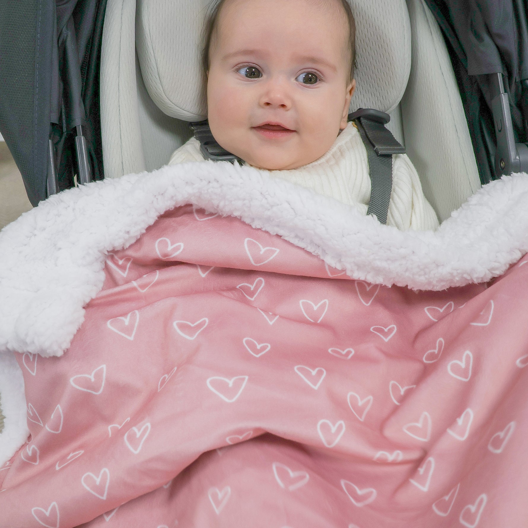 Nordic Velour Cuddle Blanket with Fleece Lining - Berry Heart - Bubba Blue Australia
