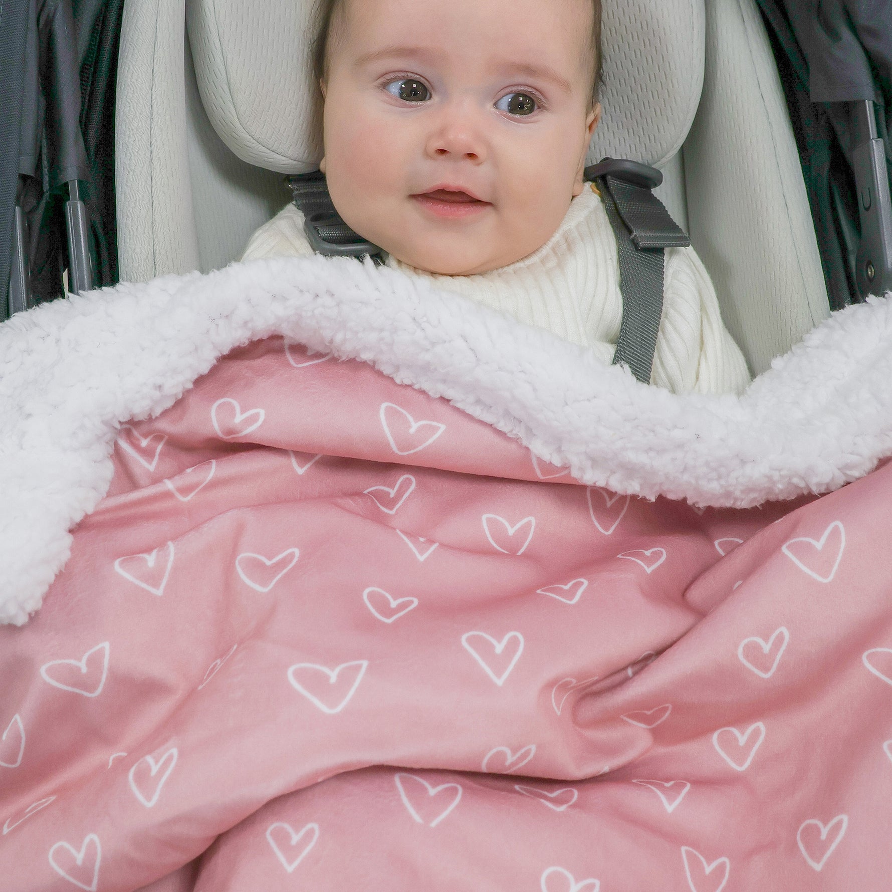 Nordic Velour Cuddle Blanket with Fleece Lining - Berry Heart - Bubba Blue Australia