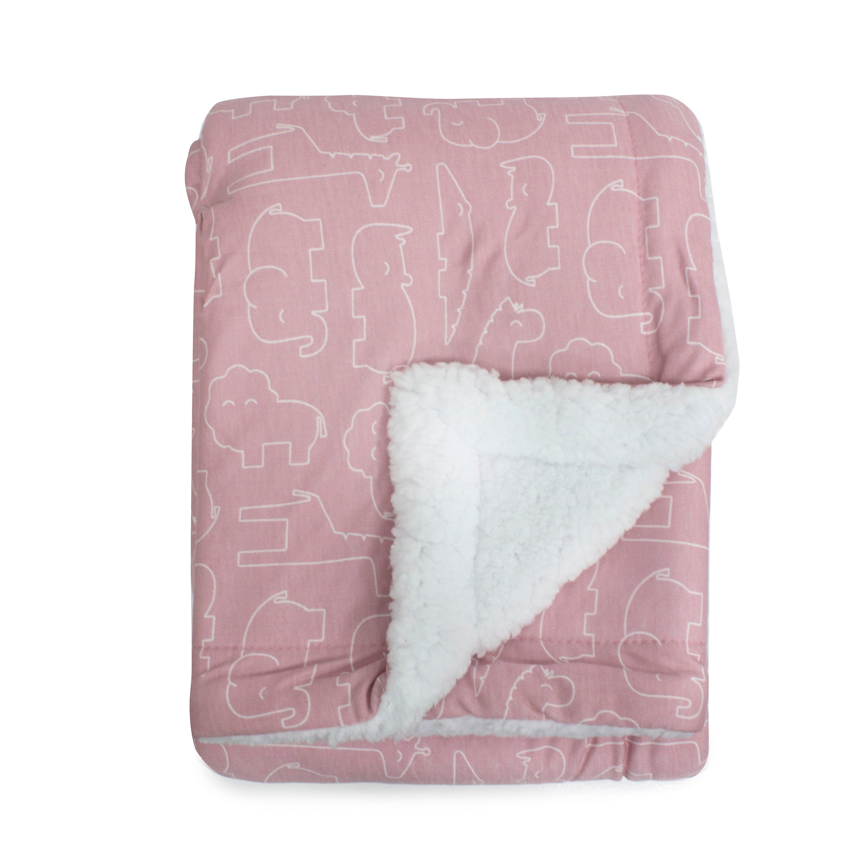 Smokey Pink Safari Bamboo Reversible Cuddle Blanket