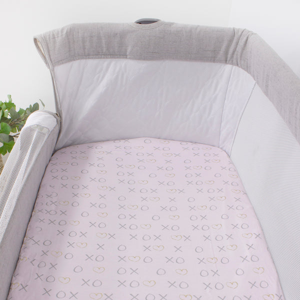 Pink Bloom Bamboo Co-sleeper Jersey Fitted Sheet