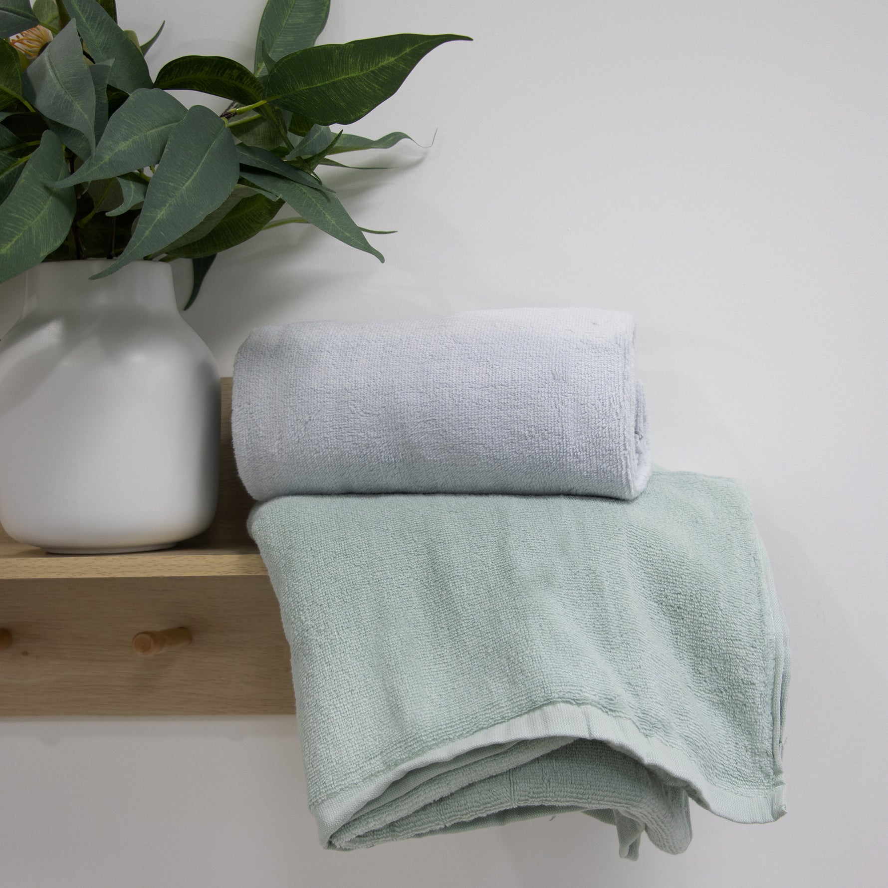 Nordic 2pk Bath Towel Dusty Sky/Dusty Mint - Bubba Blue Australia