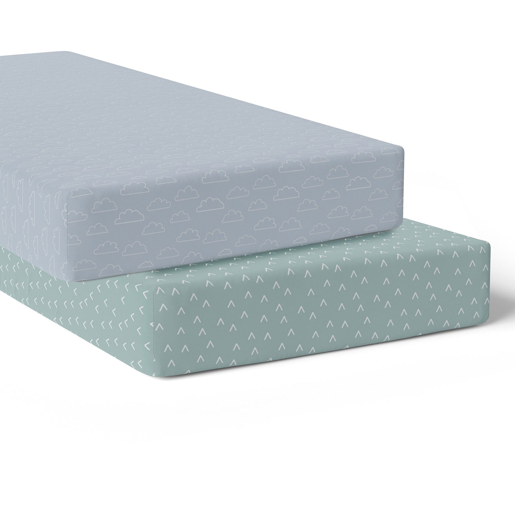 Nordic 2pk Jersey Cot Fitted Sheets Dusty Sky/Mint - Bubba Blue Australia