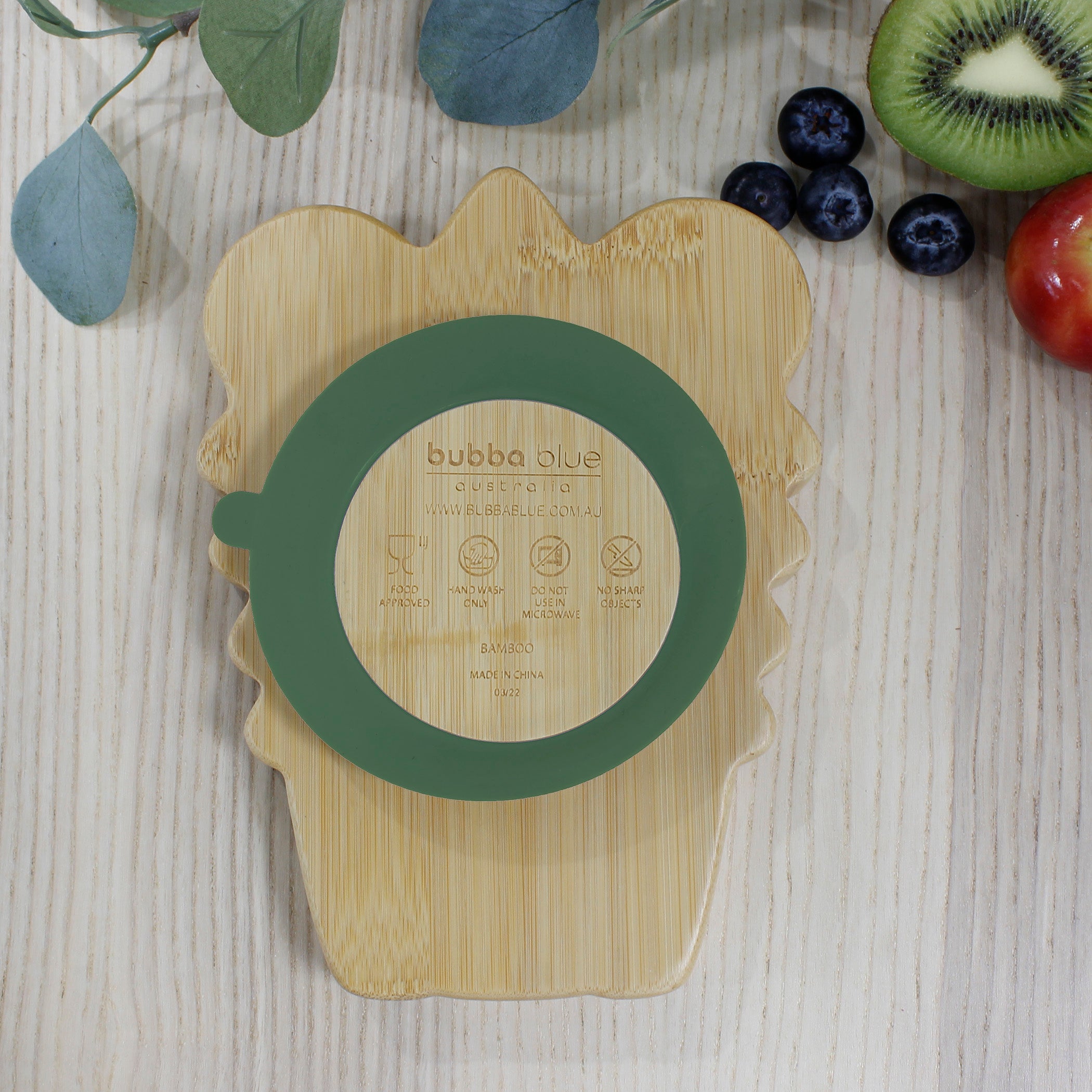Aussie Animals Bamboo & Silicone Suction Plate (Crocodile) - Natural/Green