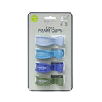 4pk Pram Clips Boy Pack - Dusty Blue/Teal/Navy/Pesto - Bubba Blue Australia