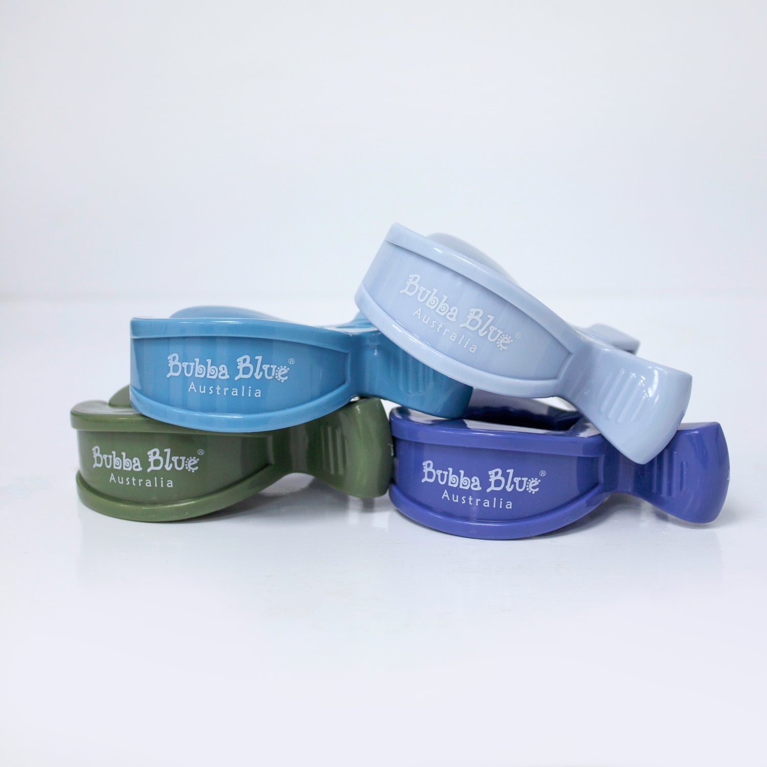 4pk Pram Clips Boy Pack - Dusty Blue/Teal/Navy/Pesto - Bubba Blue Australia