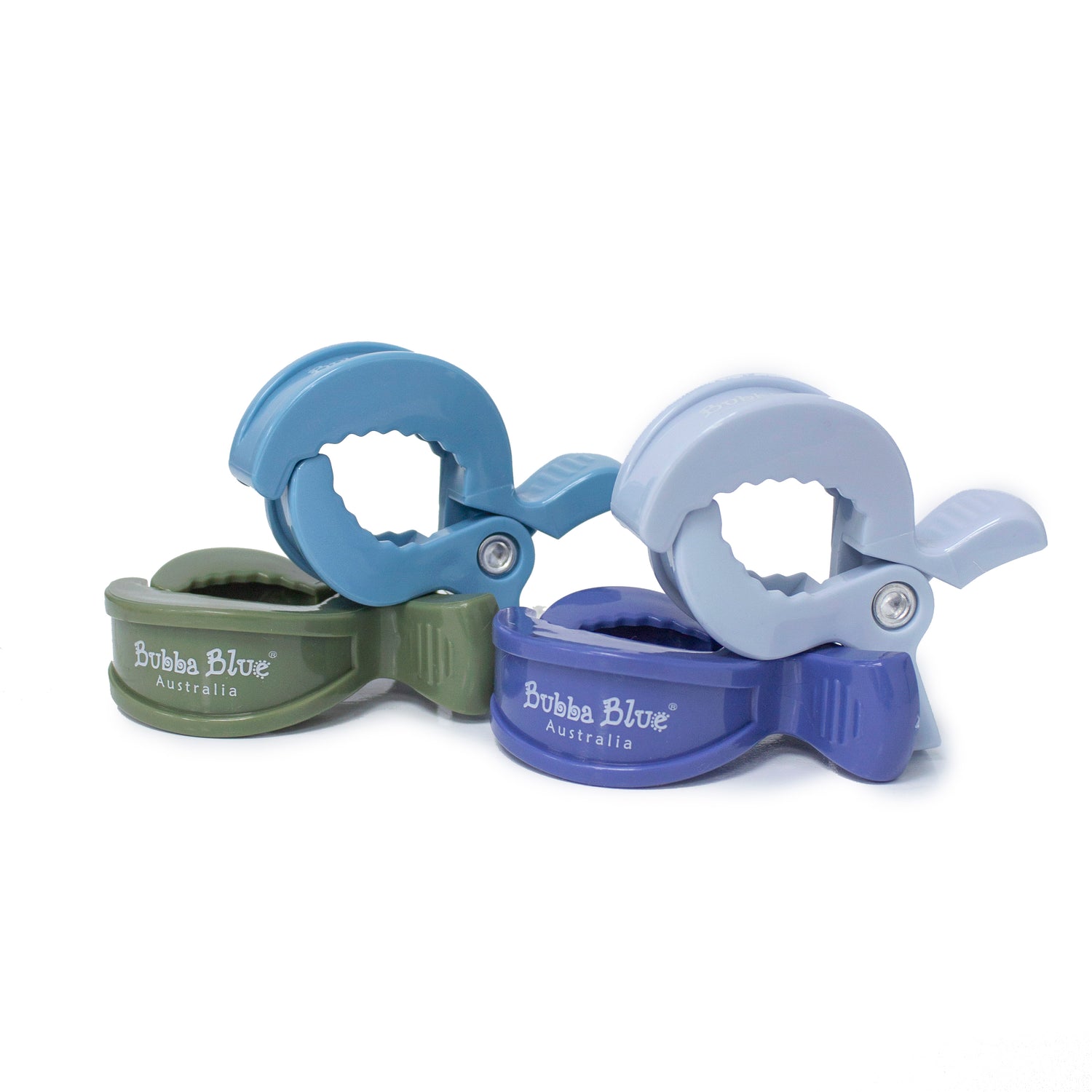 4pk Pram Clips Boy Pack - Dusty Blue/Teal/Navy/Pesto - Bubba Blue Australia