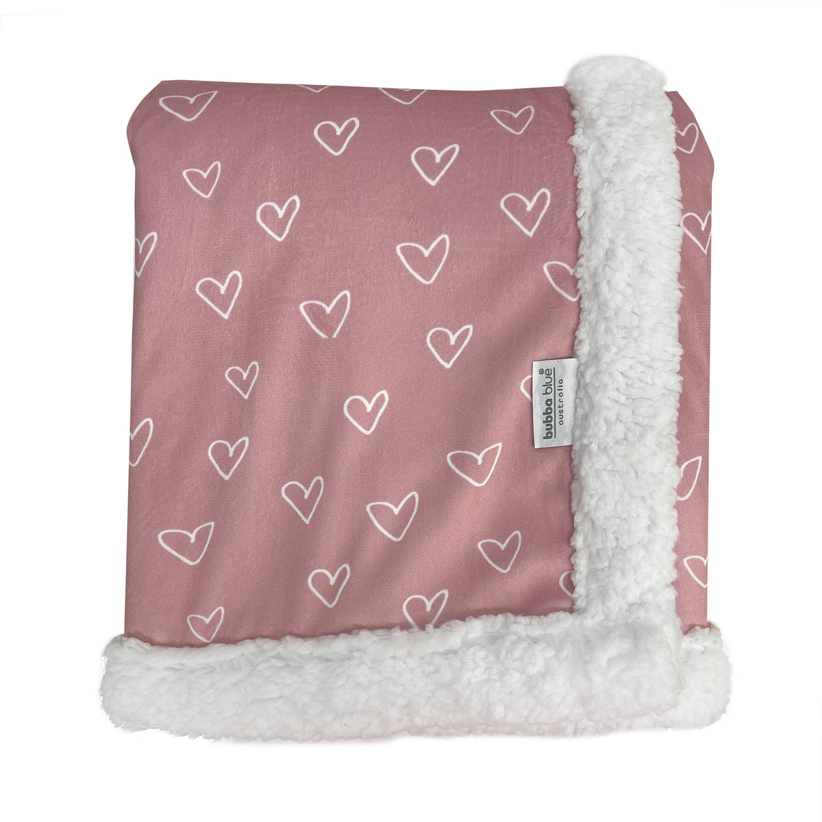 Nordic Velour Cuddle Blanket with Fleece Lining - Berry Heart - Bubba Blue Australia