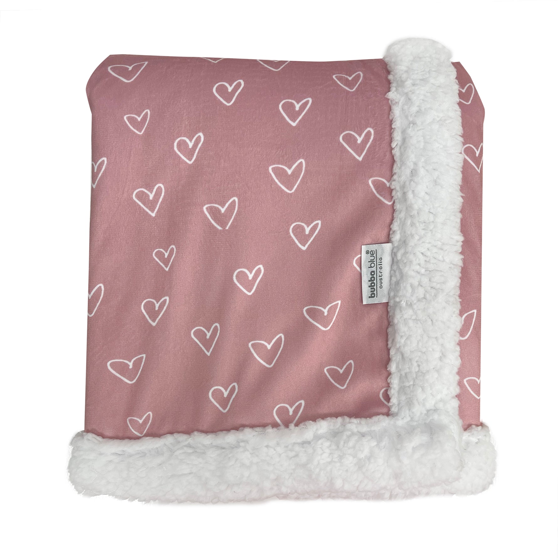 Nordic Velour Cuddle Blanket with Fleece Lining - Berry Heart - Bubba Blue Australia