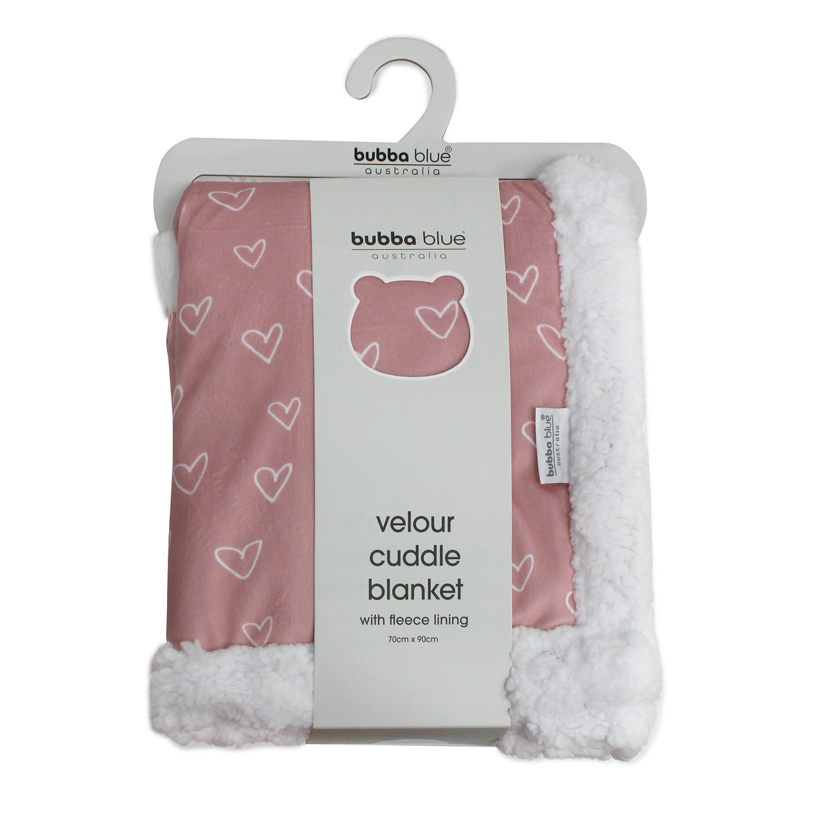 Nordic Velour Cuddle Blanket with Fleece Lining - Berry Heart - Bubba Blue Australia