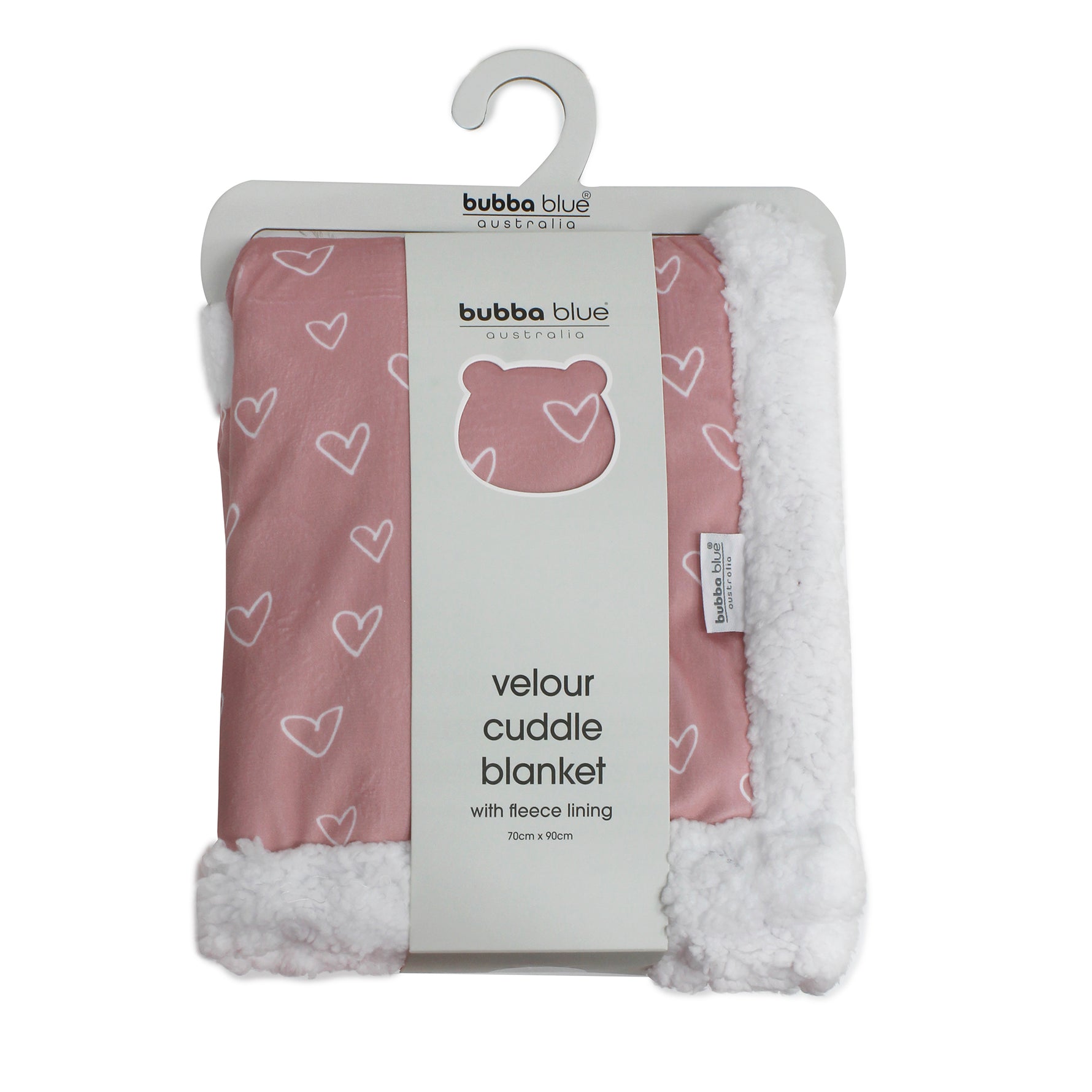Nordic Velour Cuddle Blanket with Fleece Lining - Berry Heart - Bubba Blue Australia