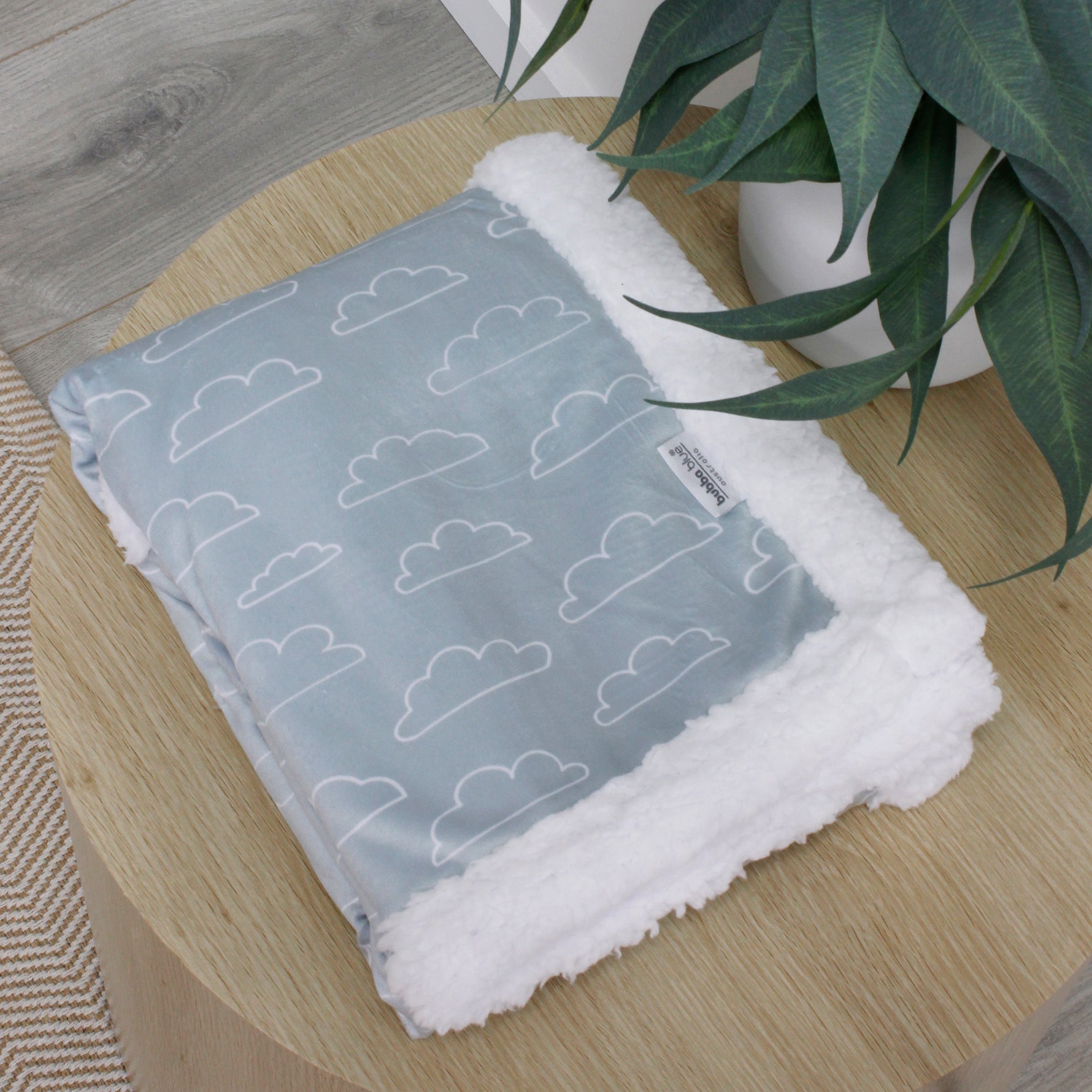 Nordic Velour Cuddle Blanket with Fleece Lining - Blue Cloud - Bubba Blue Australia