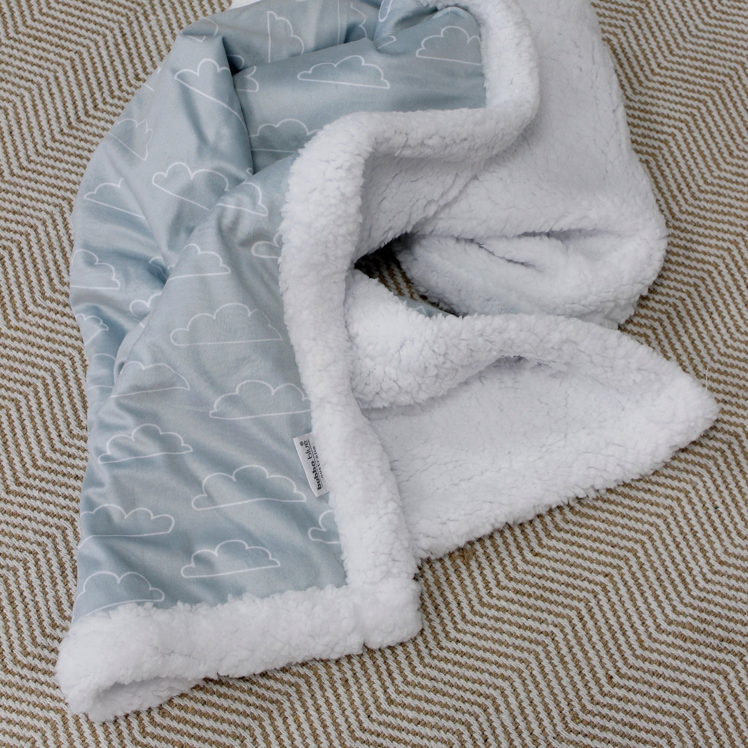 Nordic Velour Cuddle Blanket with Fleece Lining - Blue Cloud - Bubba Blue Australia