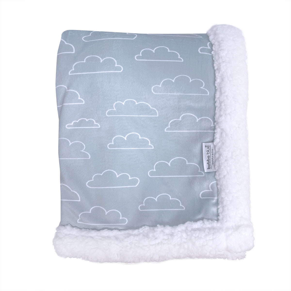 Nordic Velour Cuddle Blanket with Fleece Lining - Blue Cloud - Bubba Blue Australia