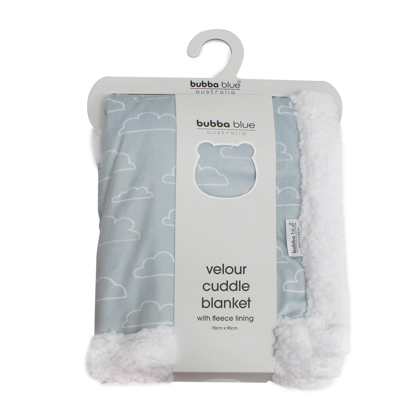 Nordic Velour Cuddle Blanket with Fleece Lining - Blue Cloud - Bubba Blue Australia