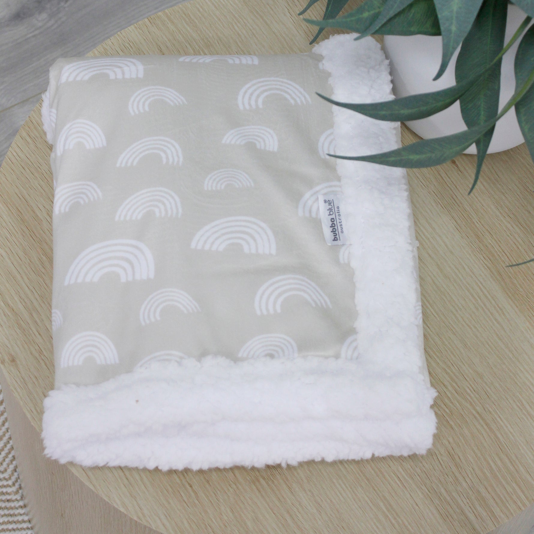 Nordic Velour Cuddle Blanket with Fleece Lining - Sand Rainbow - Bubba Blue Australia