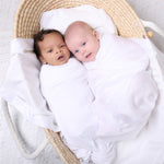Bamboo White 2pk Stretch Jersey Swaddle Wraps - Bubba Blue Australia