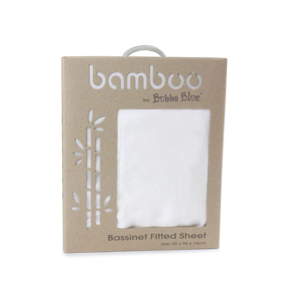 Bamboo White Bassinet Fitted Sheet - Bubba Blue Australia