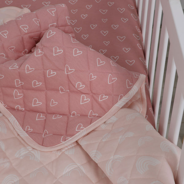 Nordic Reversible Cot Quilt Dusty Berry/Rose