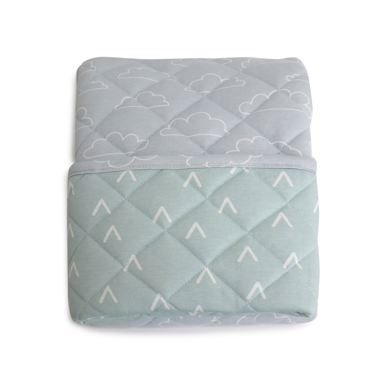 Nordic Reversible Cot Quilt - Dusty Sky/Mint - Bubba Blue Australia