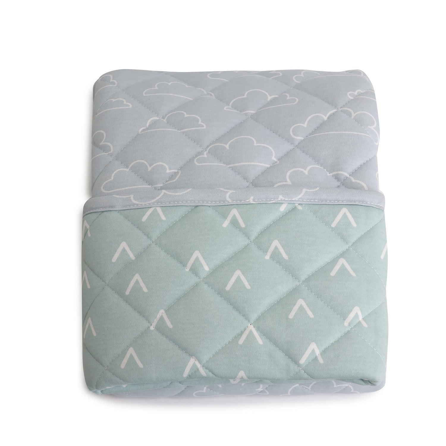 Nordic Reversible Cot Quilt - Dusty Sky/Mint - Bubba Blue Australia