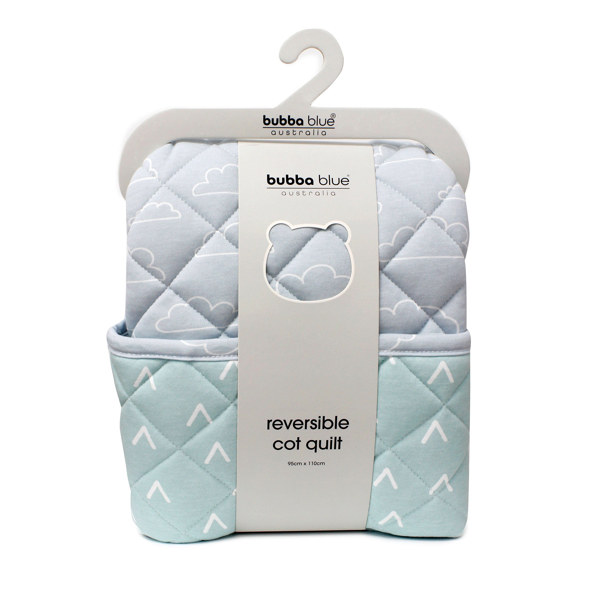 Nordic Reversible Cot Quilt/Playmat Dusty Sky/Mint