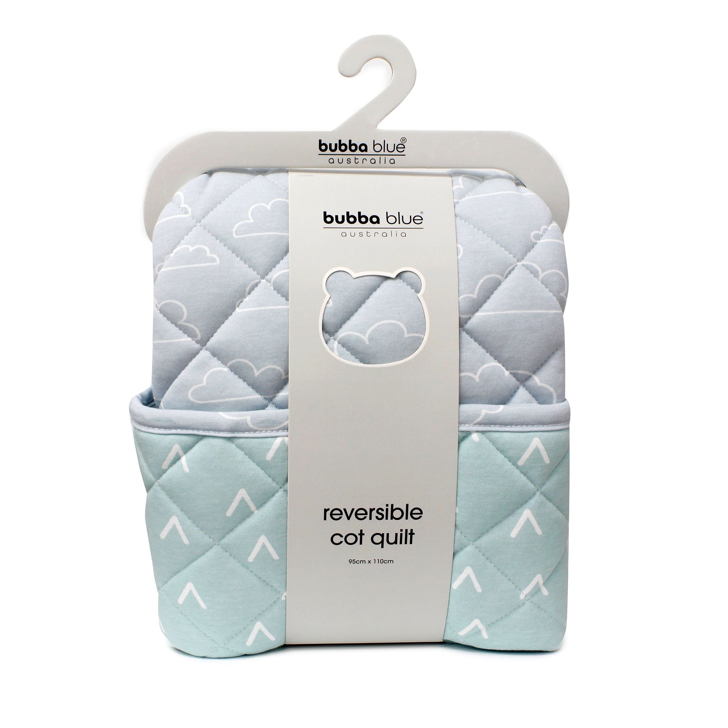 Nordic Reversible Cot Quilt - Dusty Sky/Mint - Bubba Blue Australia
