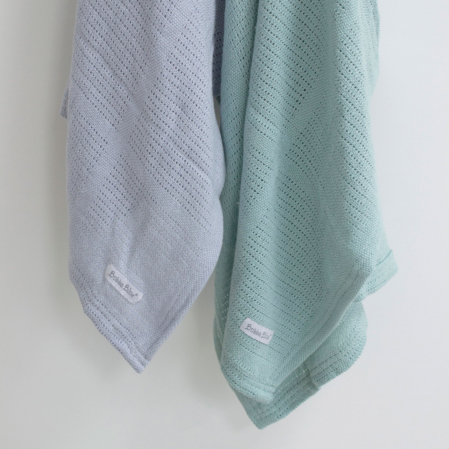 Nordic 2pk Cellular Blanket Dusty Sky/Mint - Bubba Blue Australia
