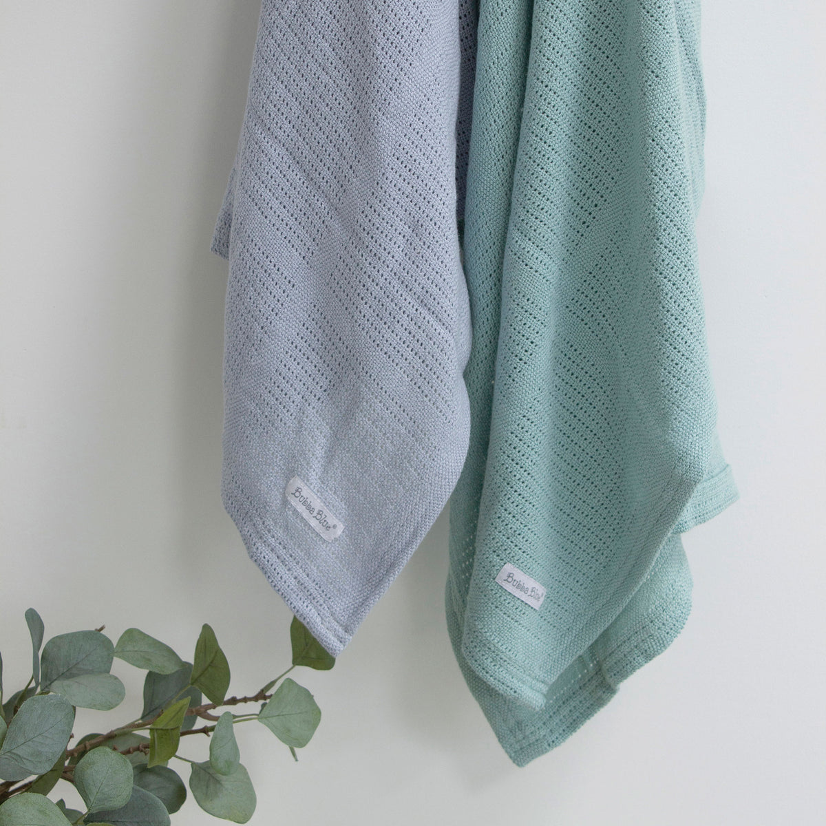 Nordic 2pk Cellular Blanket Dusty Sky/Mint - Bubba Blue Australia