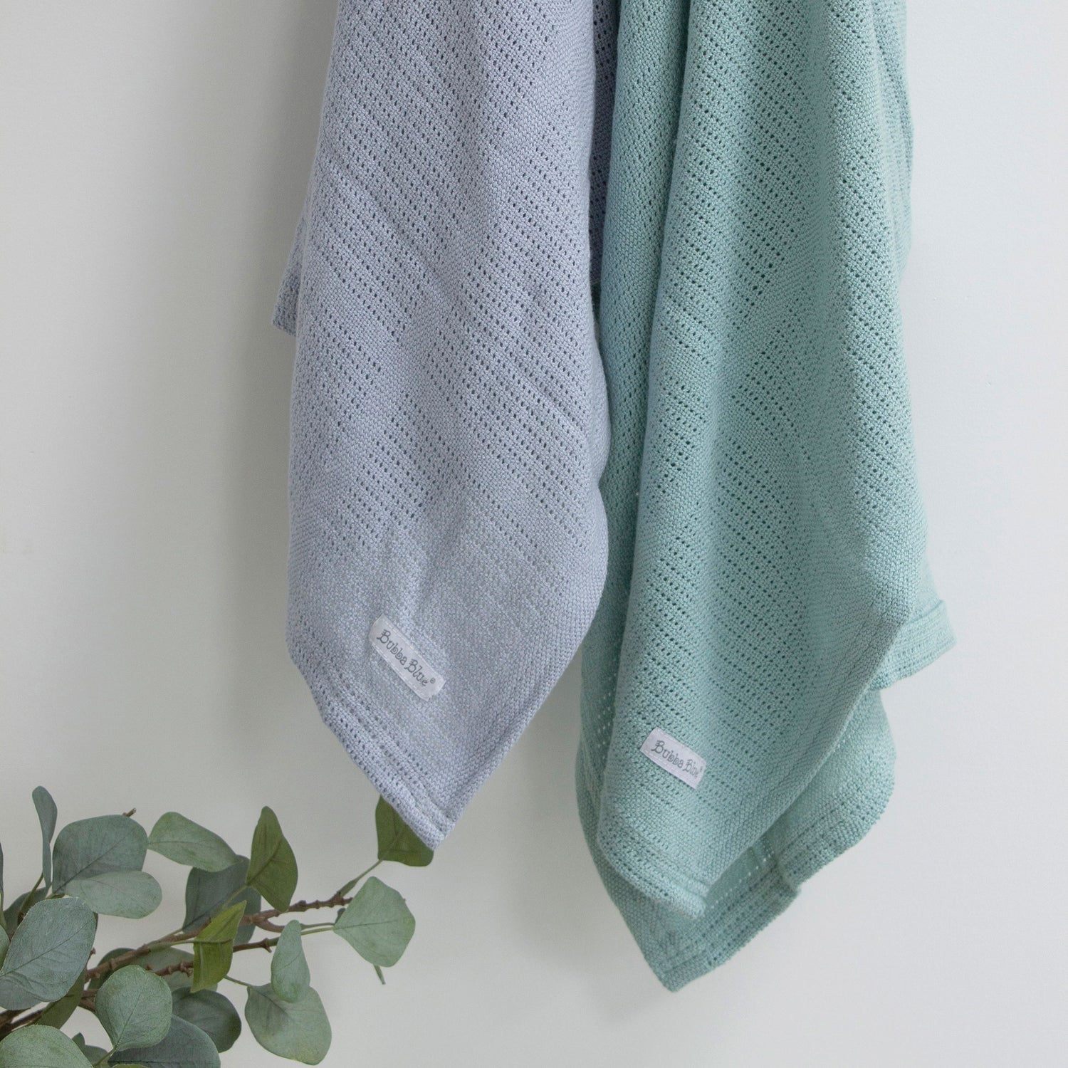 Nordic 2pk Cellular Blanket Dusty Sky/Mint - Bubba Blue Australia