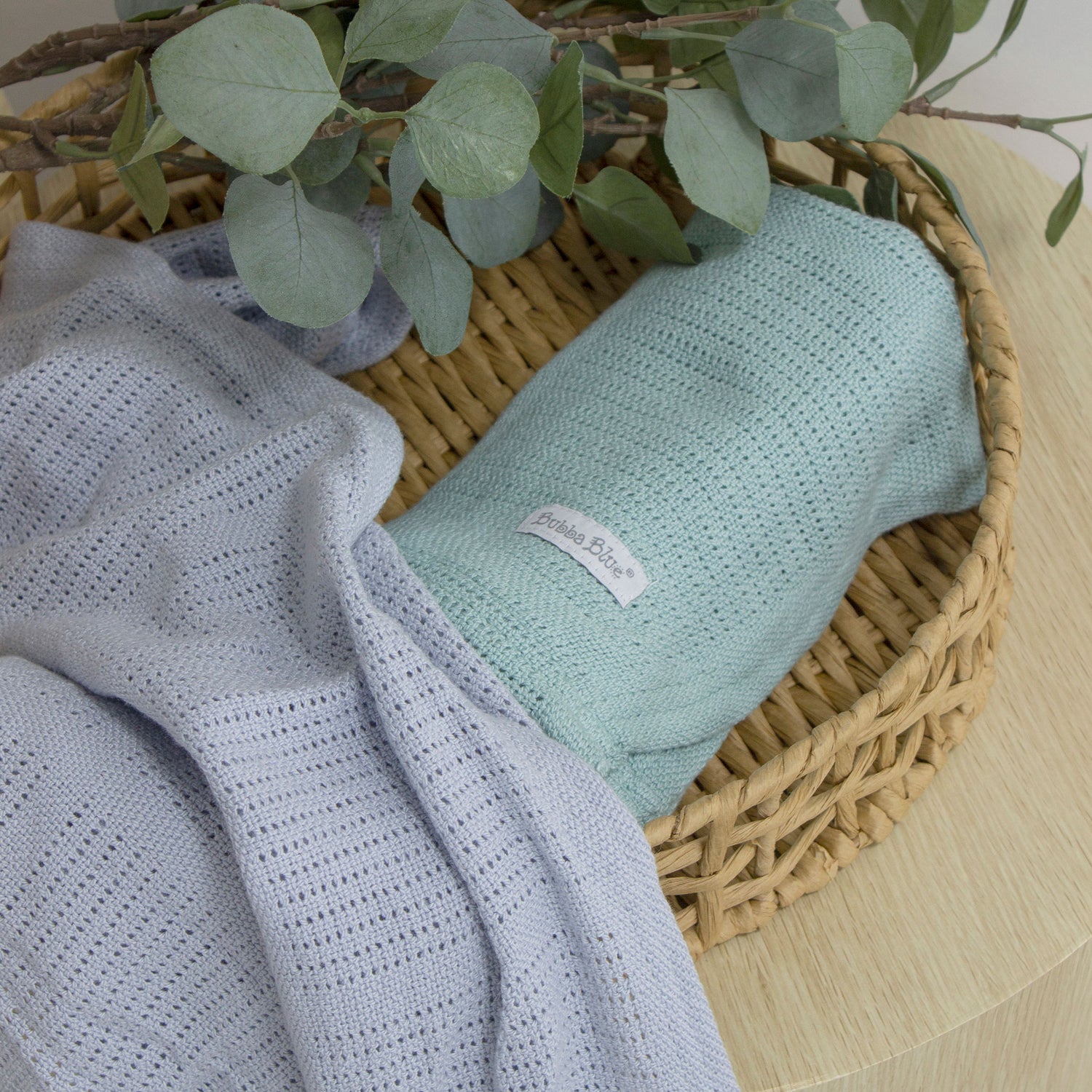 Nordic 2pk Cellular Blanket Dusty Sky/Mint - Bubba Blue Australia