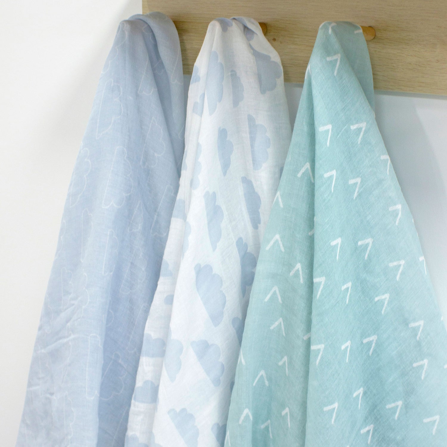 Nordic 3pk Muslin Wraps Dusty Sky/Mint - Bubba Blue Australia