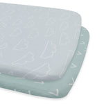 Nordic 2pk Jersey Co Sleeper/Bedside Sleeper Fitted Sheets Dusty Sky/Mint - Bubba Blue Australia