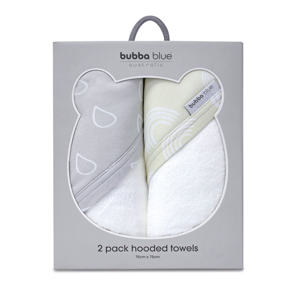 Nordic 2pk Hooded Towels Grey/Sand