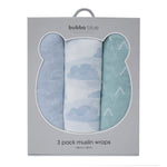 Nordic 3pk Muslin Wraps Dusty Sky/Mint - Bubba Blue Australia