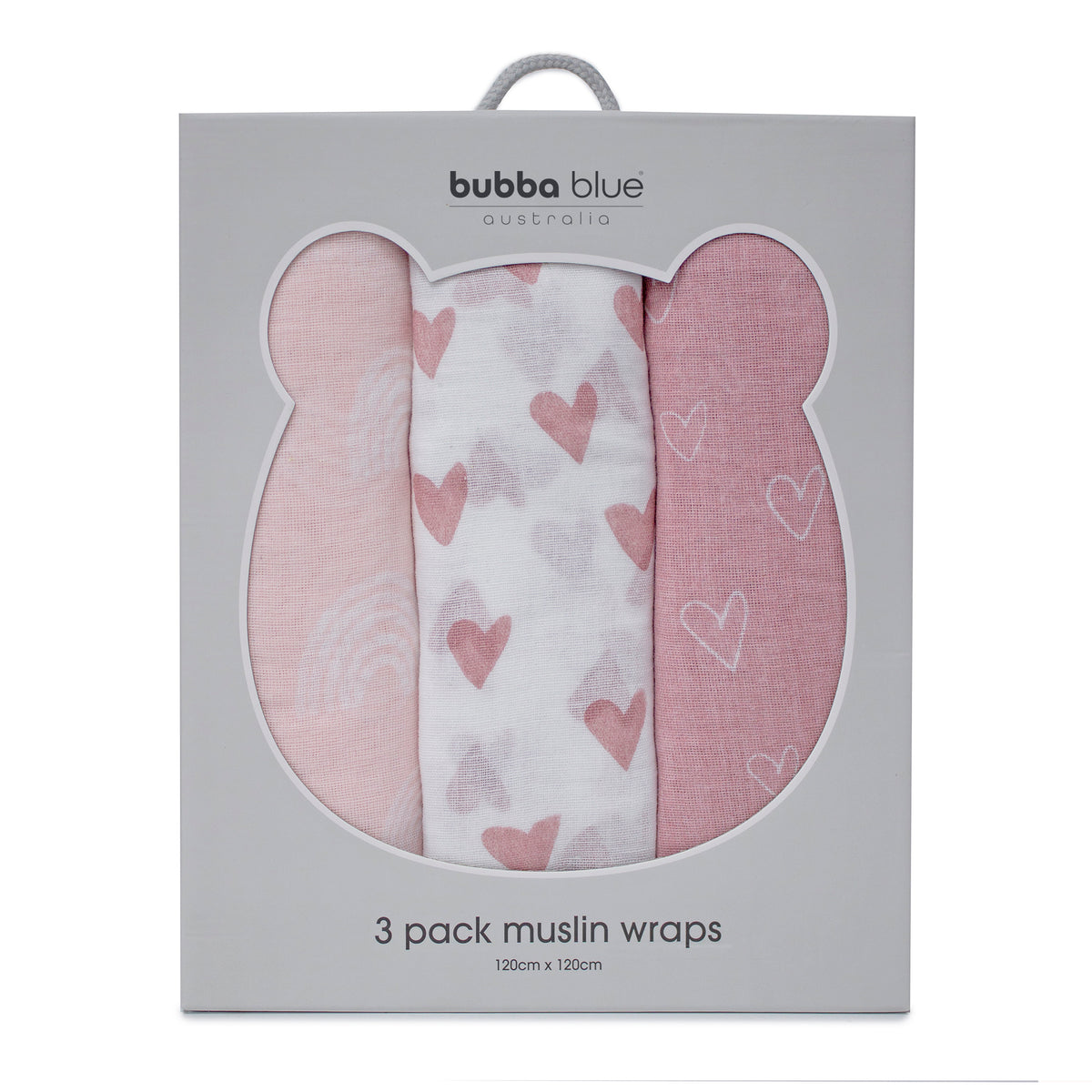 Nordic 3pk Muslin Wraps Dusty Berry/Rose - Bubba Blue Australia